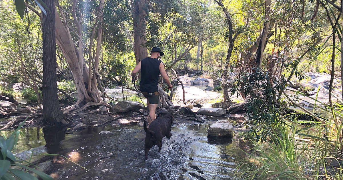 Biggie and Michael exploring Emerald Creek Falls